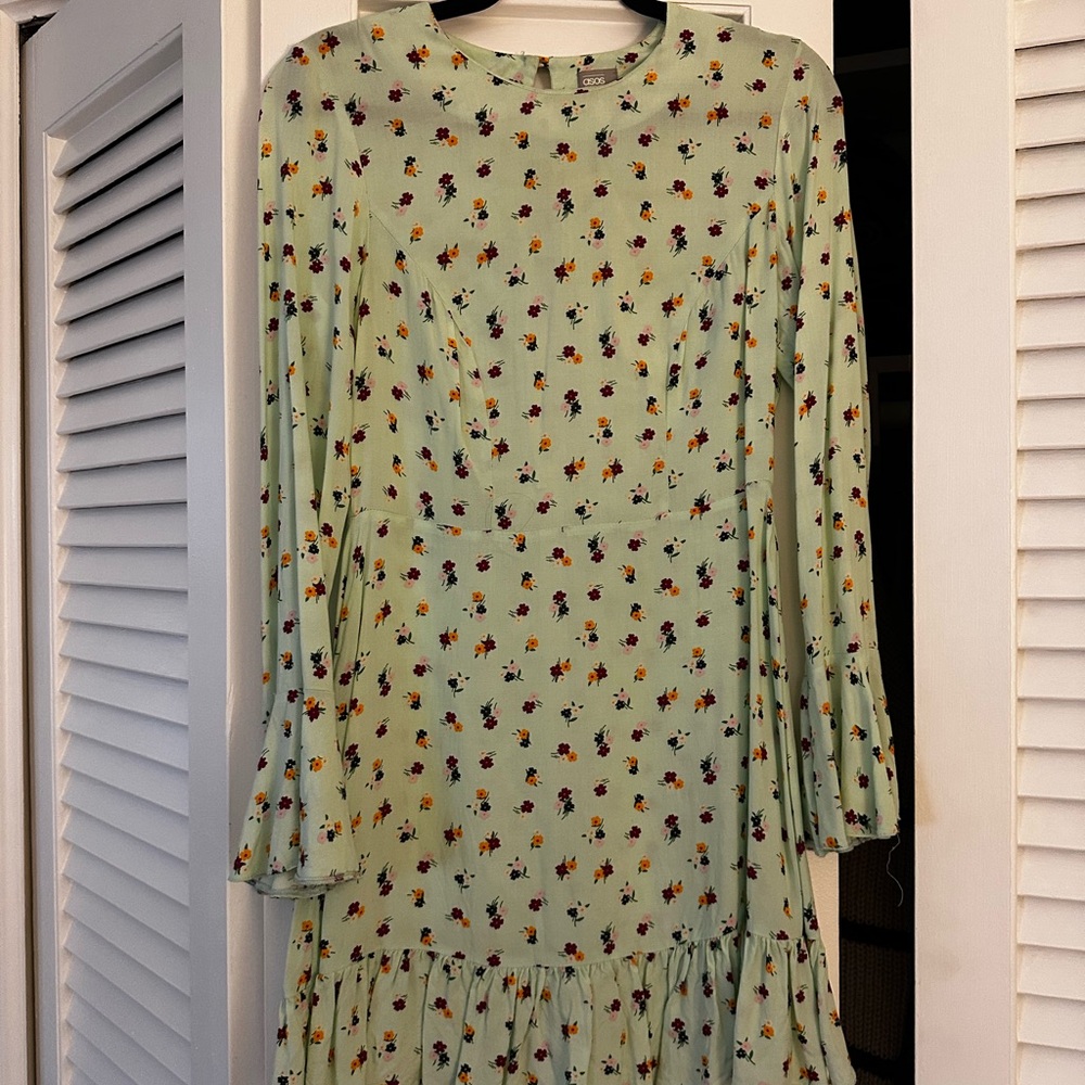 Mint Floral Long Sleeve Dress
